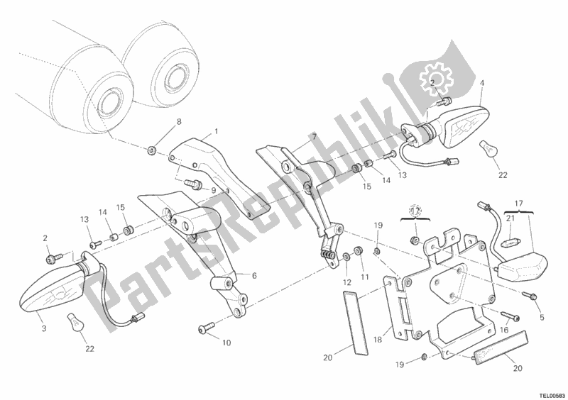 All parts for the Plate Holder of the Ducati Hypermotard 1100 EVO USA 2012